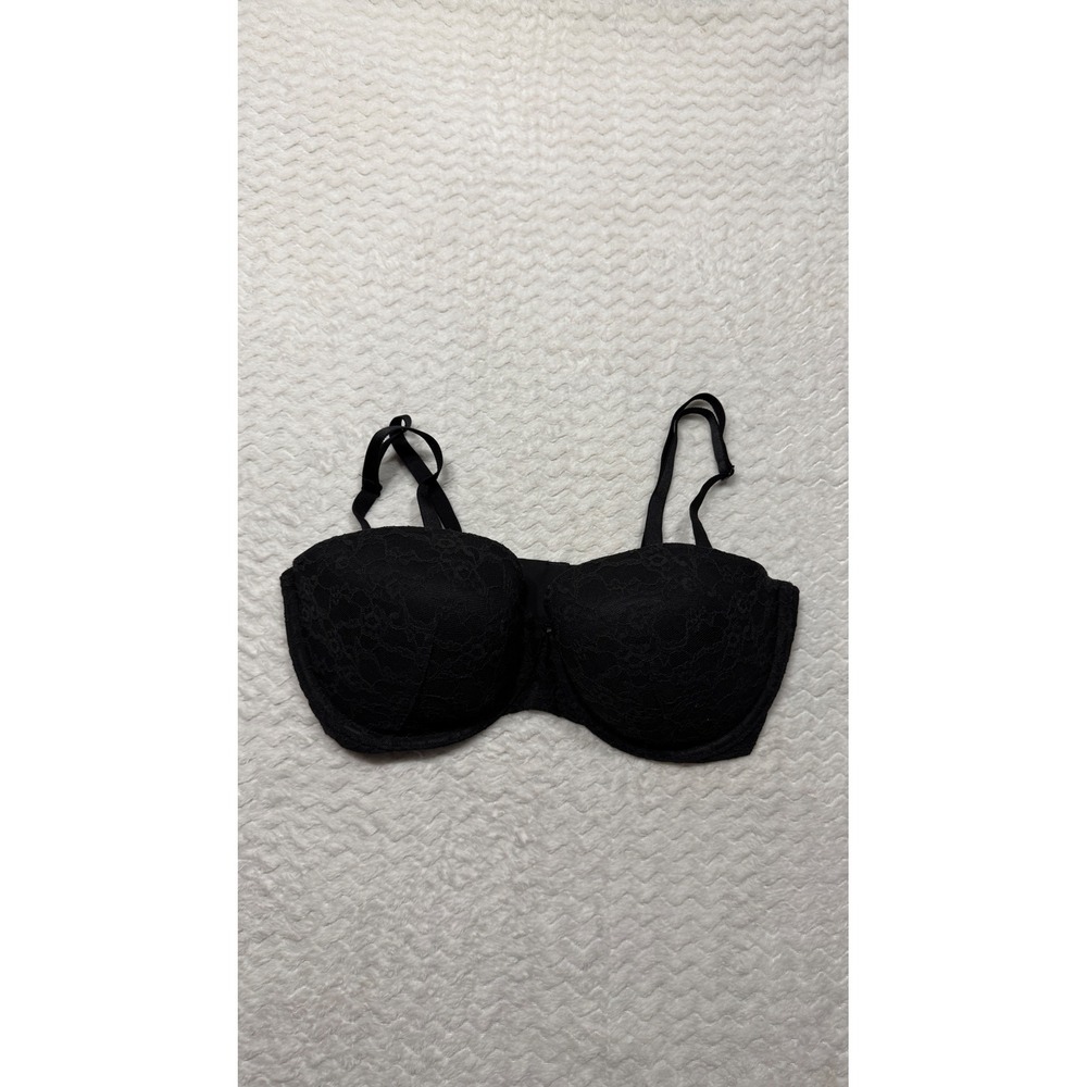 Victoria's Secret Black Lace Multi-Way Strapless Bra 36D 4724